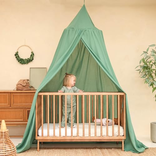 Ciel de Lit Vert Enfant | Baldaquin Rond pour Chambre Bébé & Enfant | Moustiquaire pour Berceau, Lit ou Coin Lecture | Décoration de Chambre & Aire de Jeu