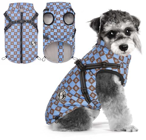 showyond Abrigo Perro, Abrigo Impermeable Perro Resistente al Viento, Chaqueta para Perros con Tiras Reflectantes Seguras & Arnés Ajustable para Perros pequeñas, Medianas y Grandes