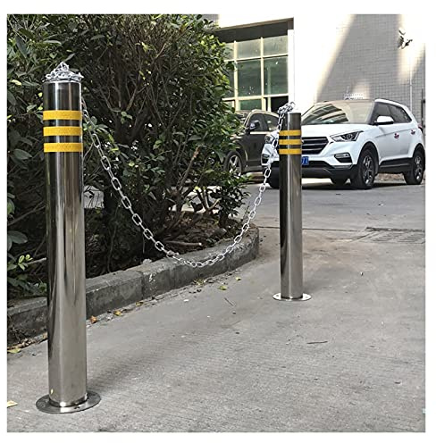 Lot de 2 poteaux de stationnement en acier inoxydable avec chaîne en métal, barrière anti-stationnement pour protection de garage