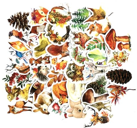 Lot 41 Autocollants Animaux et Plantes Automne, Décoration Mural Salon | Feuilles PVC Irrégulières pour Scrapbooking DIY, Garçon et Filles Filles, Motifs Adorables
