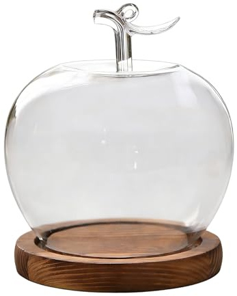 szaluyk Cloche en verre décorative - Forme de fruit - Vitrine - Dome en verre pour objets de collection - Figurines de poupée - Bijoux de mariage - Bureau à domicile - Transparent - Fait à la main