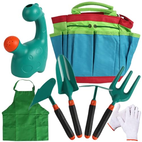 Herramientas de jardinería para niños – Juego de juguetes ergonómicos y ligeros | Equipos de juego de jardín para niños | Educativo para plantar al aire libre, trasplante de mezcla de suelo, excavació
