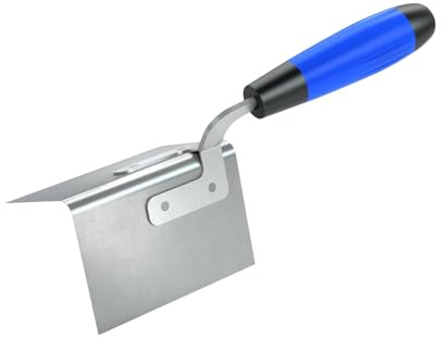 Bon Outside Corner Bullnose Trowel 5 x 3 1/2 with 5/8 Radius and Comfort Grip Handle | Stainless Steel, Flexible 80° to 90° Angle for Rounded Corners