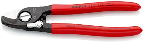 Knipex Cesoia per Cavi con Molla di Apertura Brunita, Rivestiti in Resina Sintetica 165 Mm (Confezione Self-Service/Blister) 95 21 165 Sb