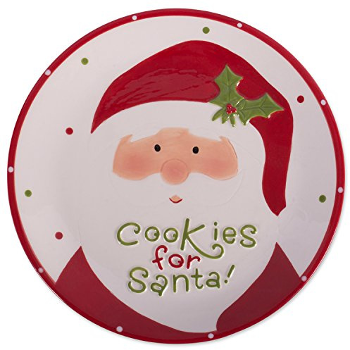 DII Seasonal Holiday Baking Collection Decorative Kitchen Servewantae, 8.3x8.3, Small Santa Cookie Plate