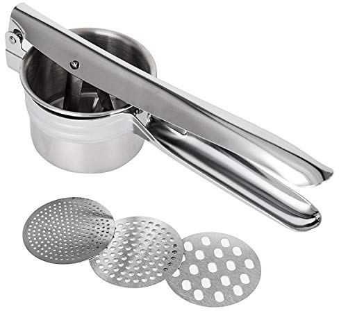 Mescara Kartoffelpresse Kartoffelstampfer Spätzlepresse Edelstahl für Handgemacht Spaghettieis, Gemüsebrei, Obstsäfte, Gemüsebrei (27 * 9cm)