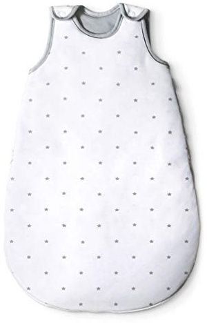 Ehrenkind® Sac de Couchage d'été pour bébé Rond | Coton Biologique | Gigoteuse d'été bébé raille 86/92 Couleur Blanc avec des étoiles Grises