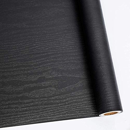 Hode Klebefolie Möbel Selbstklebende PVC Dekofolie Möbelfolie Küchenfolie Selbstklebende Wasserdicht (Schwarze Holzoptik 40cmX3m) für Möbel Wände Schrank Tisch Schreibtisch Tür Küche Schlafzimmer