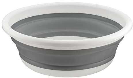 Homeshopa faltbare Spülschüssel, 9 Liter, rund, faltbar, Mehrzweck-Waschkorb, tragbarer Silikon-Eimer für Küche, Outdoor, Reisen, Camping, Wandern, Wohnwagen, Wasserträger - Grau