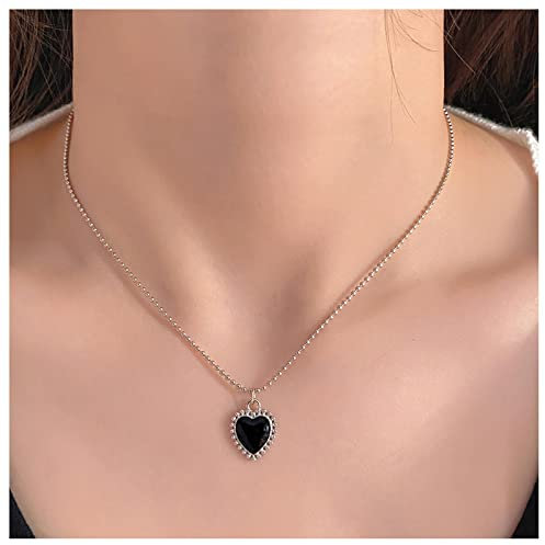 Cimenexe Collana Girocollo Cuore A Strati Bohémien - Ciondolo Amore Nero e Oro - Gioielli Per Donne E Ragazze