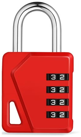 ZHEGE 4-digit combination padlock for gym (1P, red)