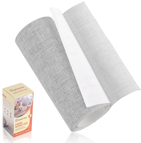 Leinenstoff Patches Selbstklebend, 10x160 cm Leinen Reparatur Patches, Leinen Flicken Selbstklebend, für Sofas, Autositze, Vorhang Kopfteile, Rucksack Grau