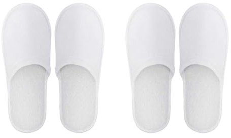 Chaussons Hotel,SPA Pantoufles Fermées Jetables, 2 Paires, Taille UE 37-43, Blanc