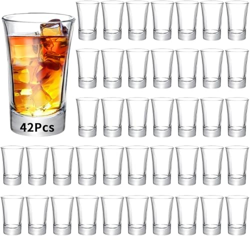 42 Pack Shot Glasses Set 45ML Clear Shot Glass Bulk Thick Heavy Base | 1.5OZ Mini Wine Cups for Vodka, Tequila, Whiskey, Espresso, Liquor