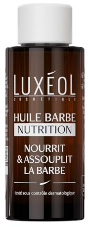 Luxéol - Huile Barbe Homme Nutrition - Nourrit & Assouplit la Barbe - Enrichie en Huiles de Graine de Tournesol, Graine de Sésame, Jojoba & Pépins de Raisin - Fabriquée En France - 50 ml