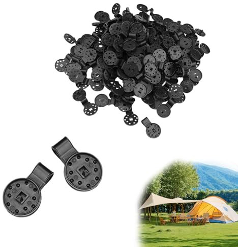 WJUAN Clips pour Toile D'ombrage, 100 Pièces, Attache Brise Vue, Plastique Toile Ombrage Clips, Fermeture à Pression, Motif en Relief, Noir, Adapté aux Bâches et Protections Solaires