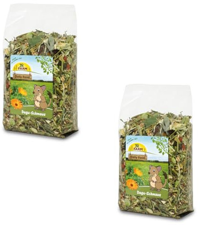 JR Farm Degu-Schmaus | Doppelpack | 2 x 800 g | Alleinfuttermittel für Degus | EIN Mix aus Wilden Saaten und tierischem Protein | Mit Vitaminen und Mineralstoffen