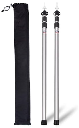 Umisu 2PCS Mât de Bâche Télescopique Poteaux de Bâche en Aluminium 3M Support de Tente Réglable Poteau pour Voile Ombrage Tente Camping Accessoires pour Auvent Toile Jardin (120-300cm)