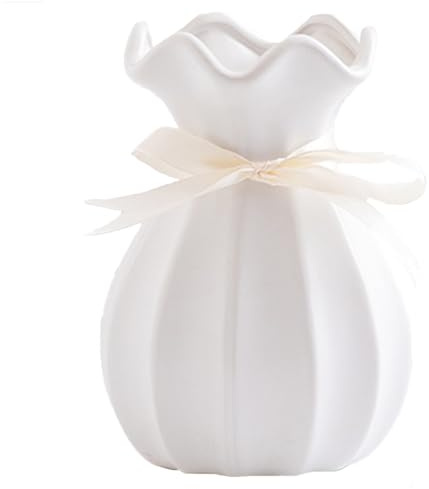 Hoshisea Jarrón de Cerámica, Florero Blanco, Jarrón de Moderno, para Flores Frescas Flores Secas (Medio)