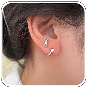 Cybche Boho Mini Poisson Boucles D'oreilles Poisson En Argent Boucles D'oreilles Dauphin Petites Baleine Bijoux De Plage D'été Pour Femmes