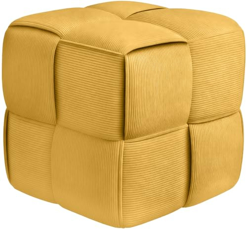 CLP Sitzhocker Cord Forinta, modernes quadratisches Design, bequemer Hocker, Fußhocker, Sitzwürfel für Wohnzimmer & Schlafzimmer, Farbe:gelb