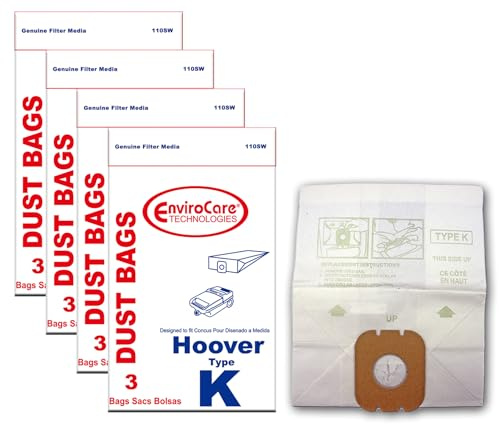 EnviroCare Replacement Vacuum Cleaner Dust Bags made to fit Hoover Type K Canisters 12 Pack