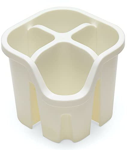 Addis 517940 Cutlery Utensil Drainer Caddy with 4 Compartments, Linen Cream, 14 x 14 x 13 cm
