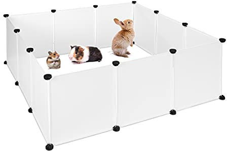 Relaxdays Freilaufgehege Kunststoff, DIY Freigehege, Erweiterbarer Auslauf für Kleintiere, HBT 47 x 110 x 110 cm, weiß