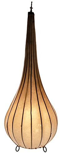 Lámpara de pie oriental Roana de 75 cm, lámpara de cuero, lámpara de henna, lámpara de pie marroquí grande de metal, pantalla de piel, decoración oriental de Marruecos, color beige