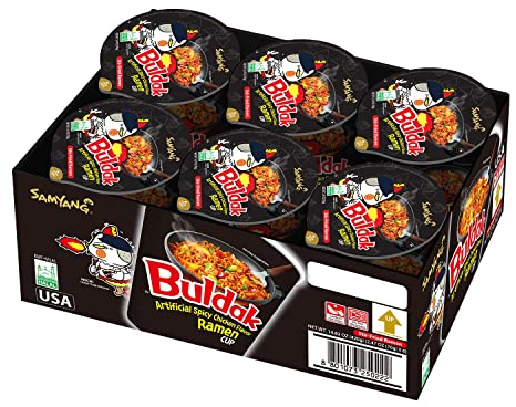 Samyang Buldak Spicy Hot Chicken Stir Fried Cup Noodles (Pack of 6)