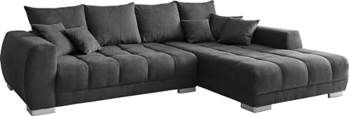 Canapé Josea Microfibre Noir 300x220 cm Recamière à Droite Canapé panoramique