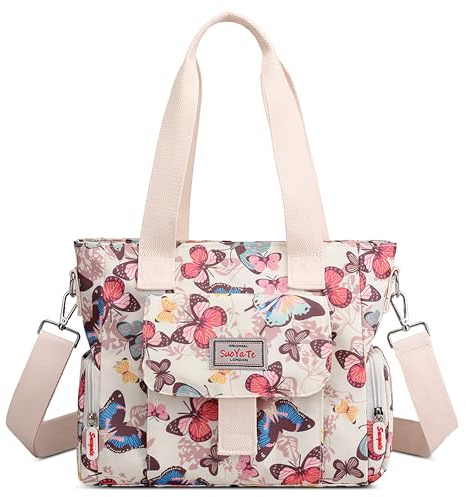 FORRICA Sac à Main Femmes Sacs à Bandoulière Grande Sac D'épaule Impression de Mode Imperméable Dames Sac Cabas avec Multi Poches Papillon