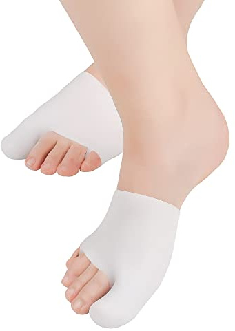 Gel Big Top Cap and Metatarsal Sleeves 2 Pack Big Toe Protector Bunion Cushions Metararsal Pads for Women and Men to Help with Bunion Pain Prenvent Corn,Callus,Blisters,Ingrown Toenails (White Large)