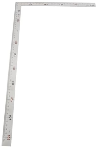 Oumefar Framing Square, Rostfritt Stål 90 Grader Höger Vinkel Linjal Mätning Square Tool Snicker Square, Metall L Shape Square Ruler(500mm*250mm)
