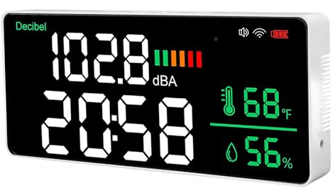 Led Decibel Meter Led Decibel Meter Abs Led Decibel Meter 2.4G WiFi Wandmontage 11 Zoll Led Temperatur Luftfeuchtigkeit Zeitanzeige Schallpegelmesser für Tuya