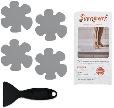 Secopad 12PCS Snowflake Non Slip Bathtub Stickers with Scraper, Grey