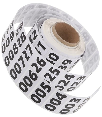 NUOBESTY 1 Rolle Aufkleber Selbstklebende Nummernschilder Runde Etiketten Etikett Mit Lagernummer Runde Nummerierte Abziehbilder Inventarabziehbilder Datum Inventaretikett Schwarzer Fleck