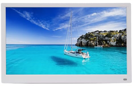 Frame di Foto Digitale Grande da 15 Pollici con Telecomando - Touch Screen IPS Full HD 1080p, Cornice per Foto WiFi Montata a Parete con Condivisione delle Nuvole, Display (WHITE)