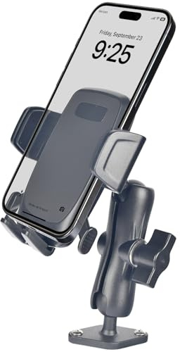 VAUBORTTI 1 Ball Phone Mount – Aluminum Alloy Arm & Base, Double Ball Joint, 360° Adjustable, Screw-Mounted Base, Fits RAM B Size System – Universal Holder for Car, Truck, Van, Desk, Wall, Dashboard