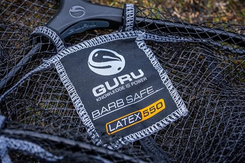 Guru - Latex Net | 550 - Barbsafe Coated Mesh Fishing Net, Lightweight Alloy Frame with Screw Free Spreader Block, Twist Free Aluminium Thread