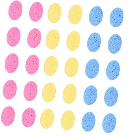 IWOWHERO 30 Stück Teiliges Gesichtsschwamm Hautfreundlichem Zellstoff Blau Sanft Exfolierend Porentief Klärend für Make up entfernung und Empfindliche Hautpflege