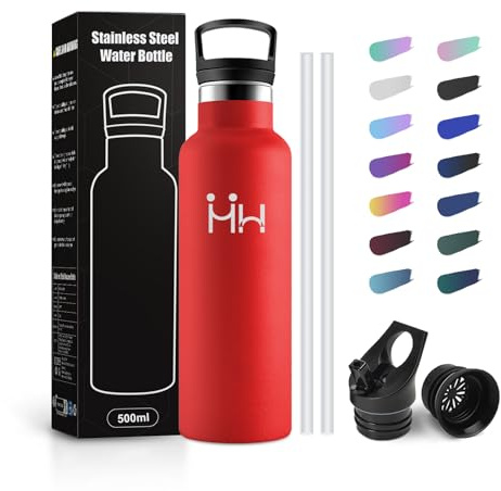 JAPORIA Botella Termica Niños 500ml, Botella Termica con Pajita, Cantimplora Termo con Doble Aislamiento, sin BPA, Termo para Dióxido de Carbono, Camping, Escuela, Fitness, Bicicleta