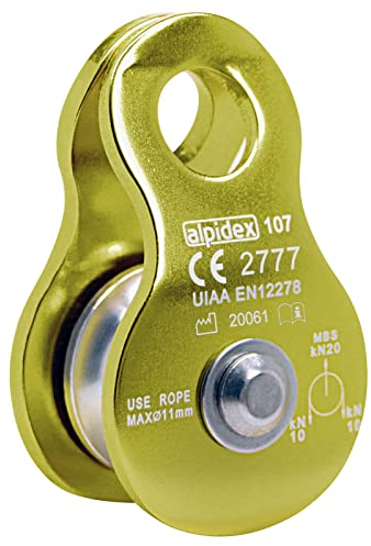 ALPIDEX Seilrolle Umlenkrolle 20 kN - Mobile Pulley Flaschenzug - für Seile bis 11 mm Durchmesser - EN12278, Farbe: Green