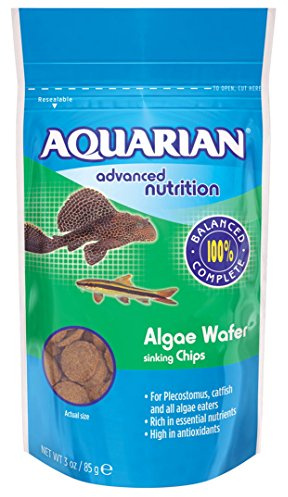 AQUARIAN Complete Nutrition, Aquarium Algae Eater Fish Food, Sinking Algae Wafers, 85g Bag