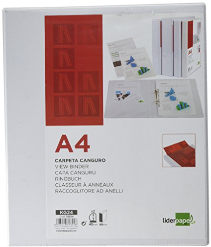 Liderpapel KG24 - Carpeta canguro 2 anillas mixtas 40mm liderpapel a4 plastico blanca.