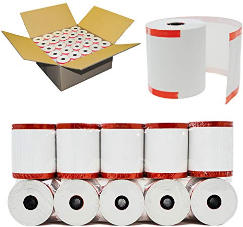 Nayelish (Core) 3-1/8 x 230' (1 Case - 50 Rolls) Thermal Paper Rolls With Red Start Mark TM-T88 T-20 T-90 Bixolon SRP-350 370