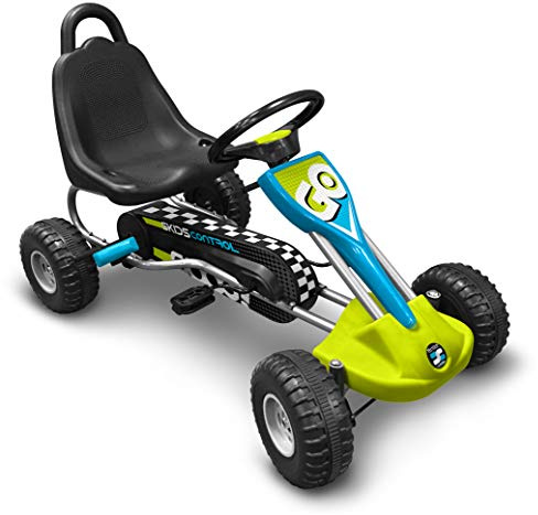 STAMP GOKART A Pedales SKIDS Control 89 x 52 cm, J679001, Azul, Verde, Gris y Negro