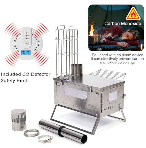 Titan-Zelt, Holzofen, tragbar, ultraleicht, schnell zusammenklappbar, Winter, Camping, Grill, Kochen, Heizung