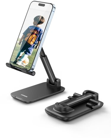UGREEN Soporte Móvil Mesa, Stand Teléfono Plegable Base Escritorio Ajustable Compatible con iPhone 16/15/14, Redmi, Galaxy S22/S21, Huawei P50/P40