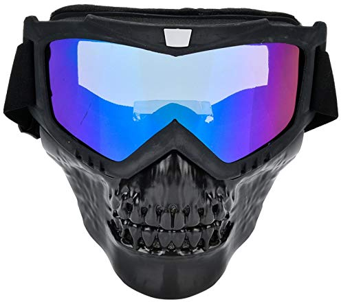 EVTSCAN Powersports Brille, Unisex Outdoor Schädel Motorrad Helm Schutzbrille Gesichtsmaske Motorrad Rennbrille(Bunt)
